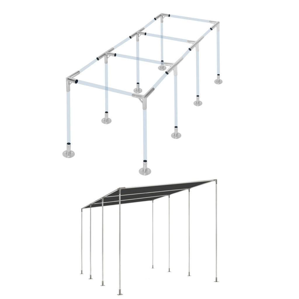 Garvee Carport Connector Kit for DIY Slant-Roof Shelters, Galvanized Steel Canopy Brackets for 8-Leg Frames, Sheds and Outdoor Projects