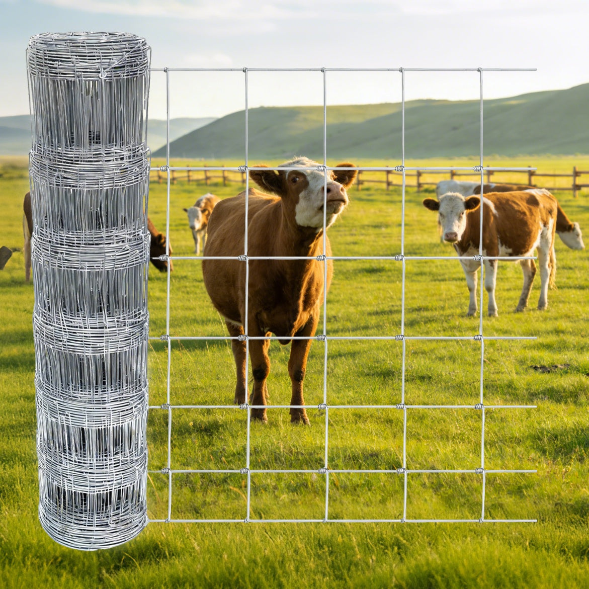 Garvee 3.9ft x 328ft Galvanized Cattle Fence, Fixed Knot Livestock Wire Fence, Heavy Duty Field Fence for Cattle Sheep Pig Deer, Rust Resistant Farm Fence for Pasture Garden