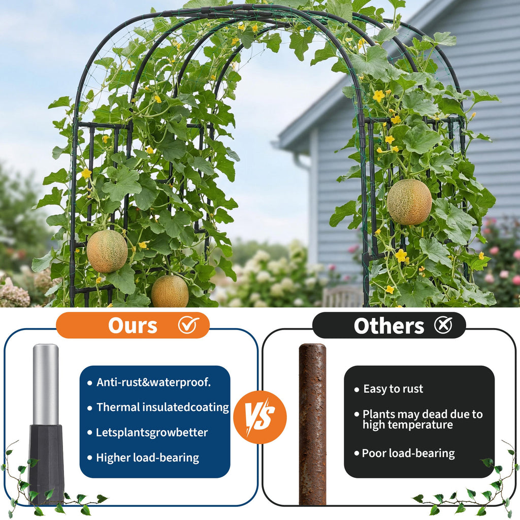 Garvee Garden Arch Trellis, 86"H x 63"L x 47"W Galvanized Steel Dome Arbor with UV-Resistant PE Coating for Climbing Plants, Roses & Grapes