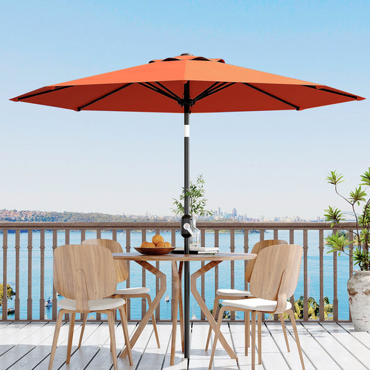 Garvee 9 ft Outdoor Patio Umbrella with 8 Sturdy Ribs, Crank Lift, Push-Button Tilt & UV-Resistant Waterproof Canopy for Pool, Deck, Yard & Garden, Orange