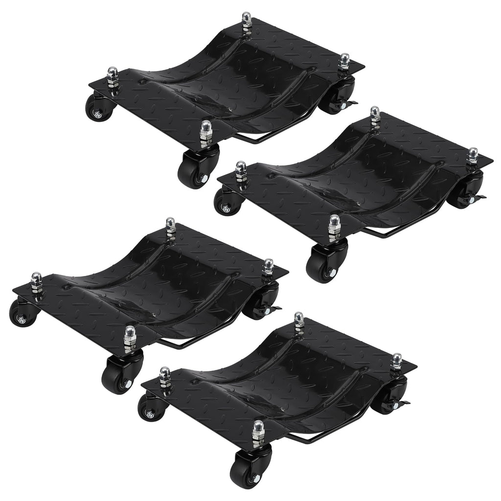 Garvee Heavy-Duty Vehicle Wheel Dolly Set of 4 – 6000 lbs Capacity – 360° Rotating Upgraded Nylon Wheels with Brakes – Ideal for Cars, Trucks, Trailers, Motorcycles, Boats – Mobile Base Equipment – Black Heavy-Duty Upgraded Version