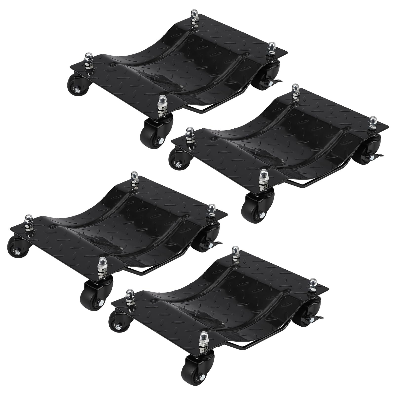 Garvee Heavy-Duty Vehicle Wheel Dolly Set of 4 – 6000 lbs Capacity – 360° Rotating Upgraded Nylon Wheels with Brakes – Ideal for Cars, Trucks, Trailers, Motorcycles, Boats – Mobile Base Equipment – Black Heavy-Duty Upgraded Version