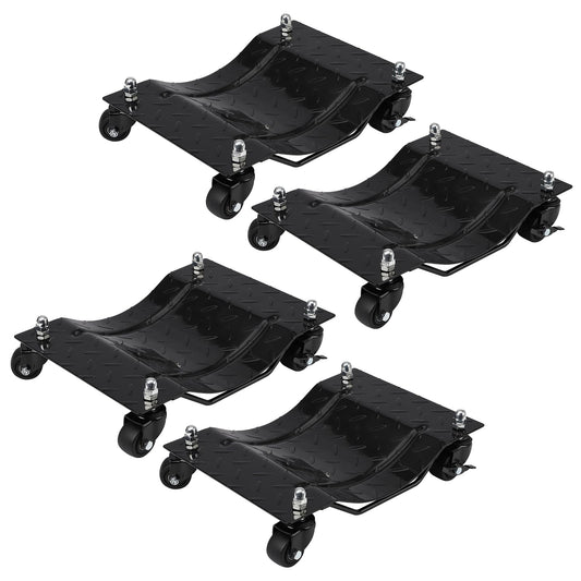 Garvee Heavy-Duty Vehicle Wheel Dolly Set of 4 – 6000 lbs Capacity – 360° Rotating Upgraded Nylon Wheels with Brakes – Ideal for Cars, Trucks, Trailers, Motorcycles, Boats – Mobile Base Equipment – Black Heavy-Duty Upgraded Version