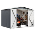 Garvee Weather-Resistant Metal Outdoor Storage Outdoor Storage 8x6 FT – Lockable Double Doors, Vents, Secure Garden Tool Organizer for Backyard, Patio, Lawn Equipment – Gray Color