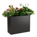 Garvee 30" L × 12" W × 24" H Tall Metal Planter Box, Galvanized Steel Rectangular Flower Planter with Drainage Holes and Removable Shelf for Patio, Porch and Indoor Use, Black