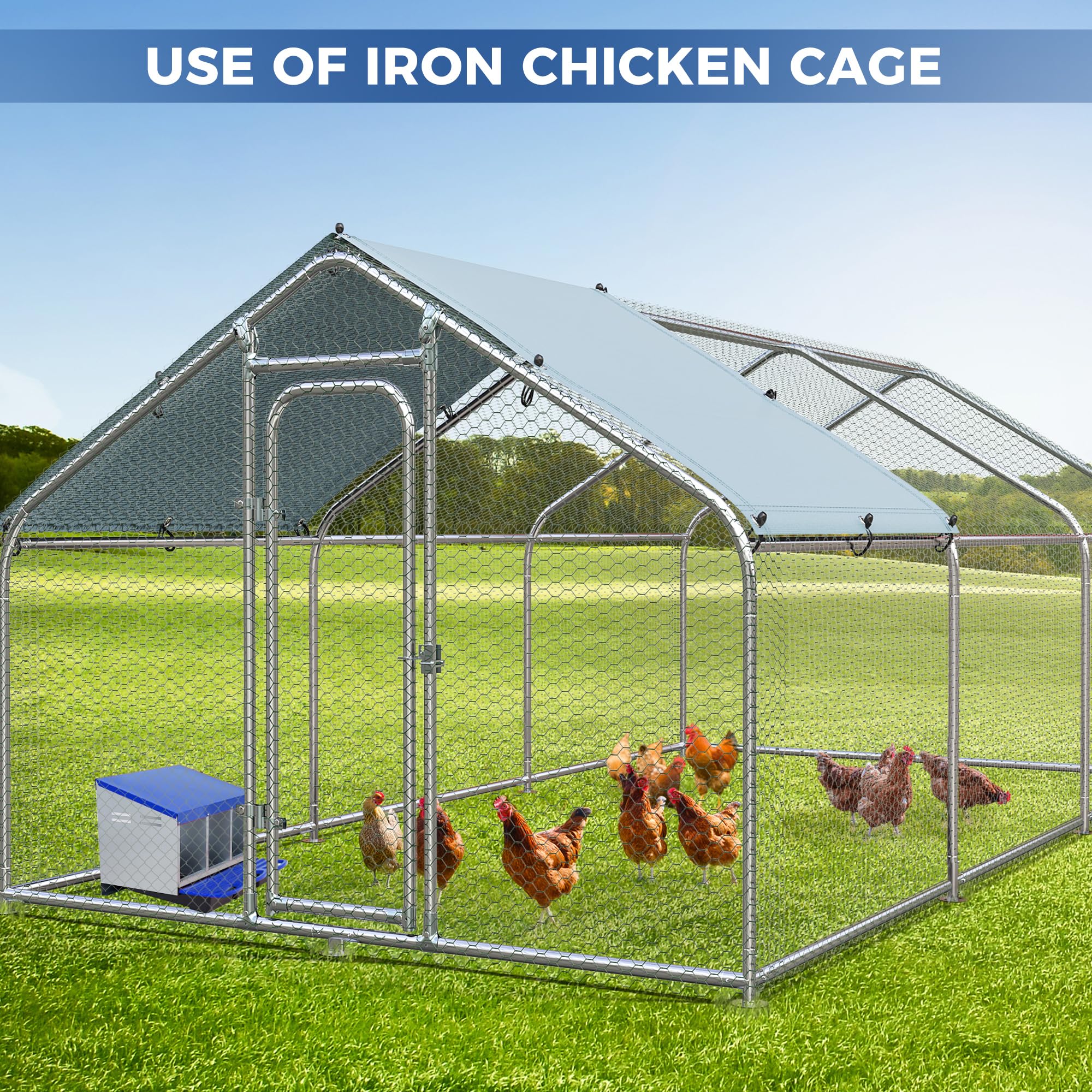 Garvee 3-Compartment Chicken Nesting Box – Automatic Roll-Away Tray & Support Stand, Blue