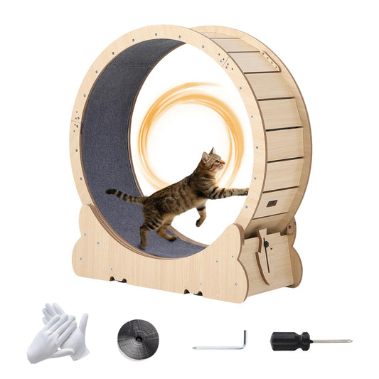 Garvee 39.4 Inch Cat Exercise Wheel for Indoor Cats, Large Cat Treadmill Wheel with Detachable Carpeted Runway, Versatile Cat Toy Running Wheel Treadmill, Pet Activity Center for Weight Loss Health