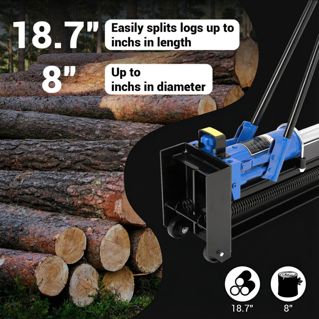 Garvee 12 Ton Hydraulic Log Splitter Wood Cutter, Manual Log Splitter with Horizontal Full Steel Beam & Built-In Wheel