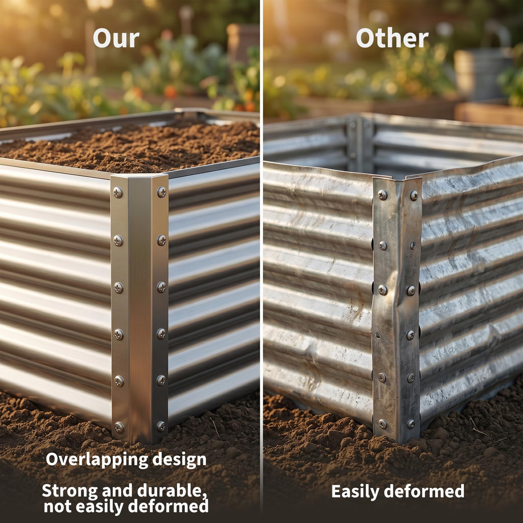 Garvee 2 Pack Tall 4 x 2 Ft Galvanized Steel Raised Garden Bed, Outdoor Above Ground Planter Box for Vegetables and Flowers, Metal Raised Bed for Gardening