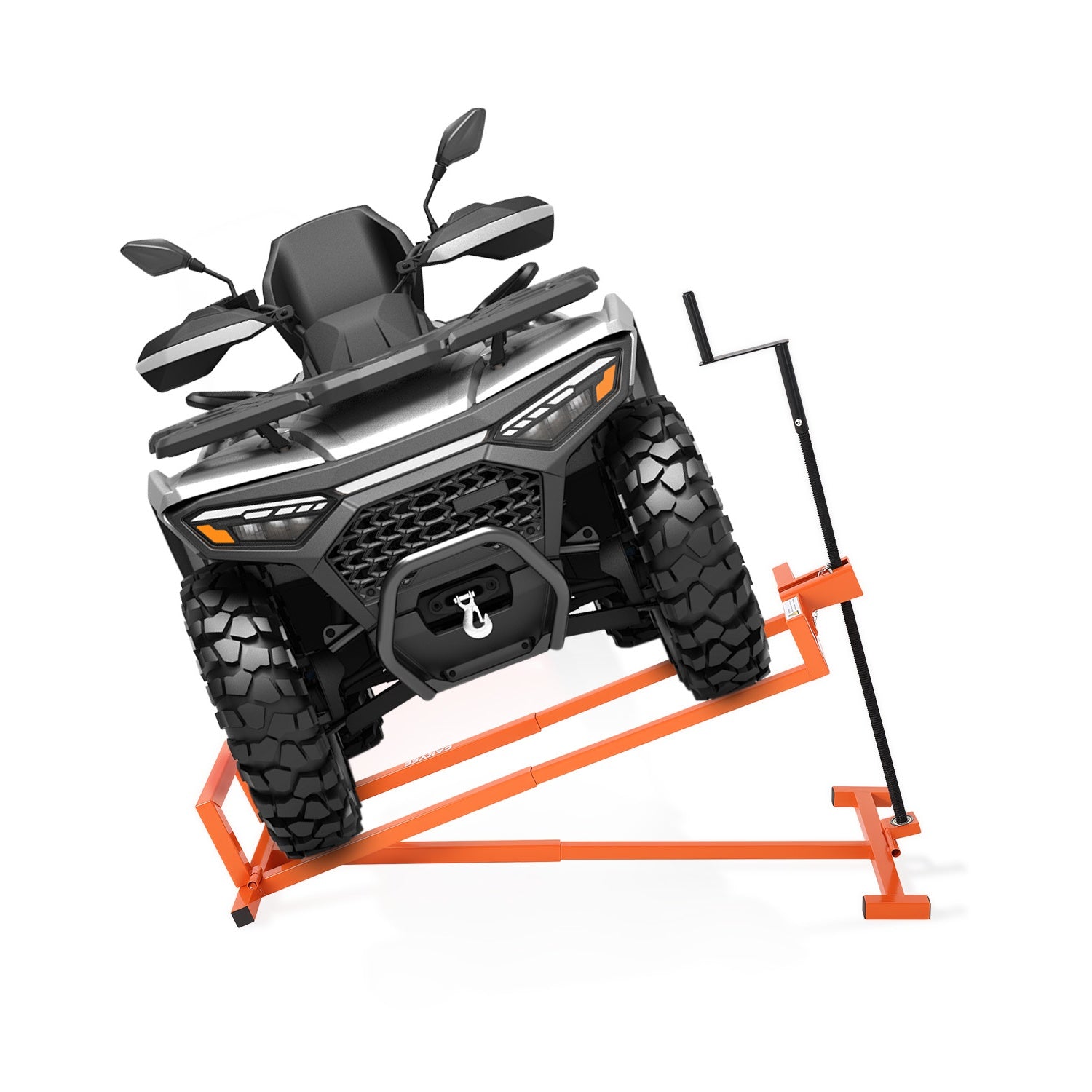 Garvee 800 lbs Heavy-Duty Lawn Mower Lift Jack – Collapsible & Adjustable, Crank & Power Tool Handle – Anti-Slip Base – All-purpose Fit for Garden Tractors – Orange
