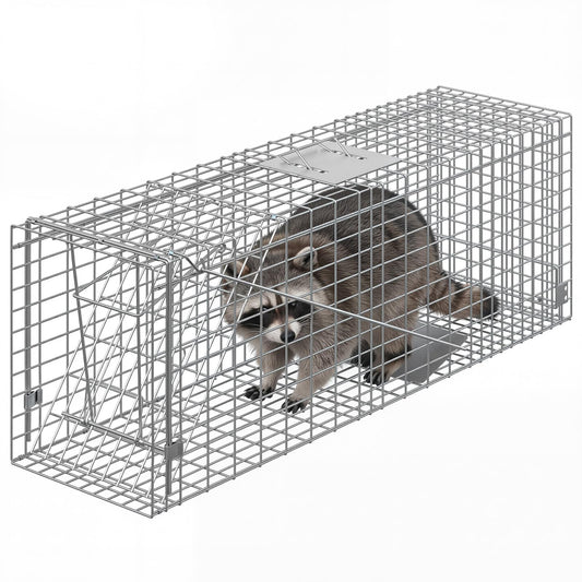 Garvee Heavy Duty Live Animal Trap Cage – Humane, Collapsible Steel, Sensitive Trigger, Easy Assembly – For Stray Cats, Raccoons, Skunks, Groundhogs, Armadillos – 36x10x12 in / 91.5x25.4x30.5 cm