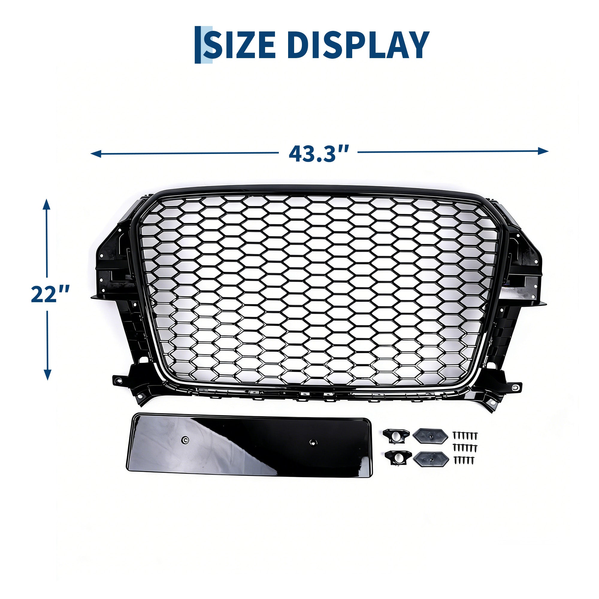 Garvee Sporty RS1 Style Central Grille Protector for Audi A1 2012-2015 - Glossy Black ABS - Durable Front Bumper Guard - No Logo - Automotive Exterior Accessory - Color: Glossy Black
