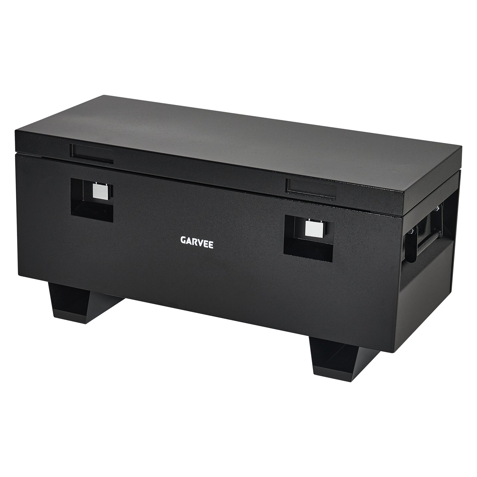 Garvee 36"x 16"x 18" Heavy-Duty Steel Truck Bed Tool Box - Lockable Waterproof Jobsite Chest with Removable Feet, Side Handles, and Dual Locks, Black with Silver Floral Spray Coating, Ideal for Trucks, Trailers, and Garages, Black
