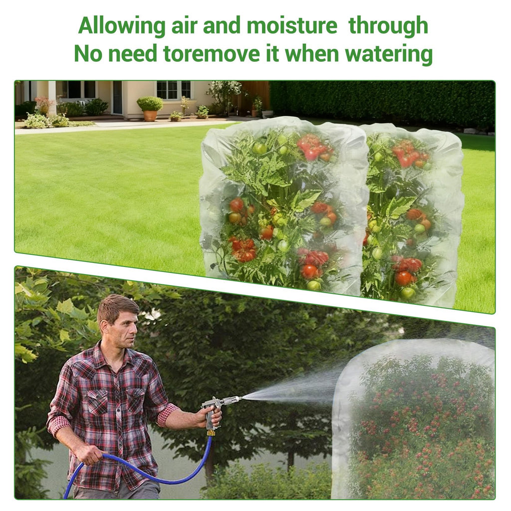 Garvee Fruit Tree Netting for Blueberry Bushes & Plants, 2-Pack 60-Mesh Covers in 8 x 8 FT and 10 x 10 FT with Zippers and Drawstrings, White