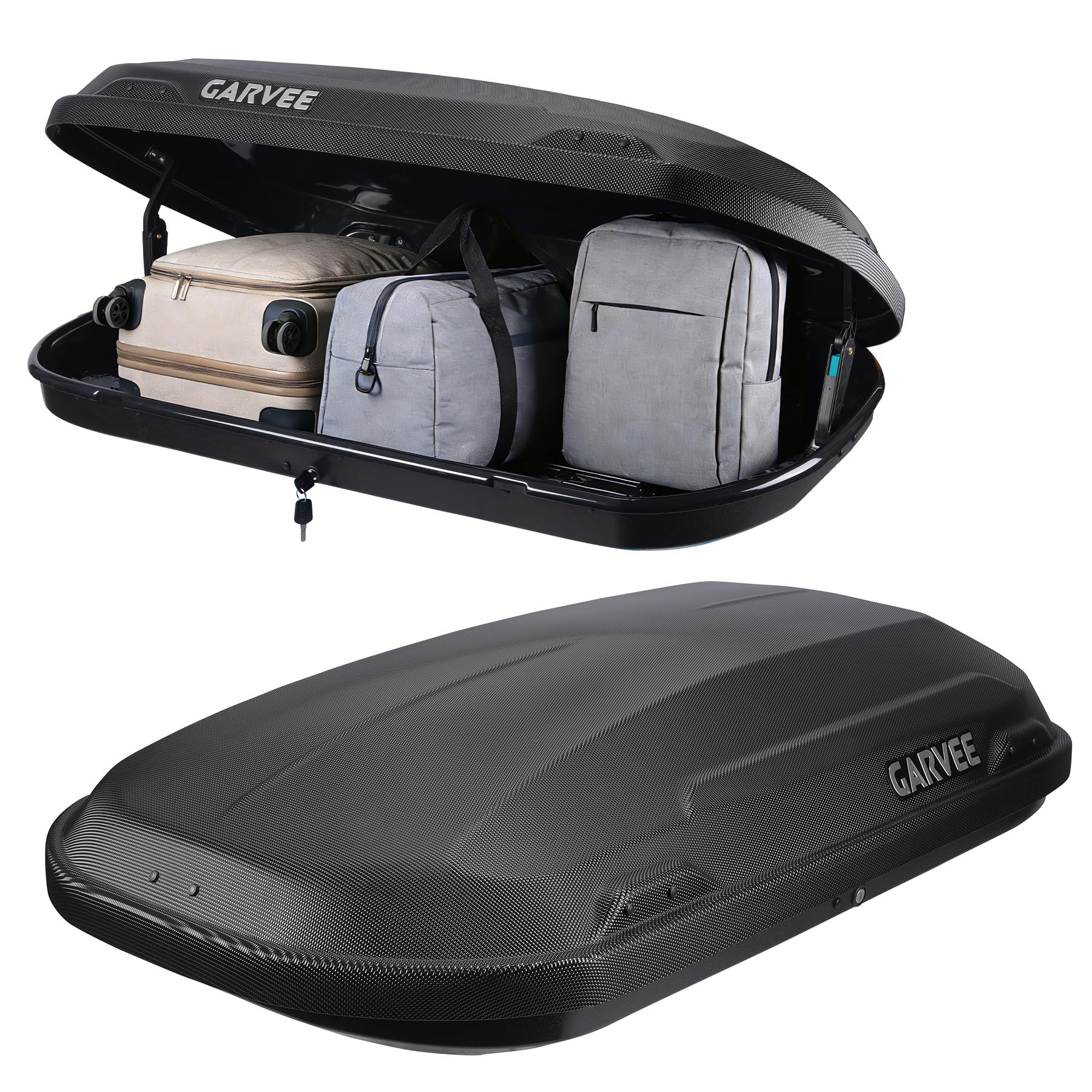 Garvee 11.5 Cu Ft Rooftop Cargo Box - Hard Shell Roof Carrier with Dual-Side Opening, 135 lbs Capacity, Lockable ABS Storage, Secure for SUV, Road Trips & Camping, Black