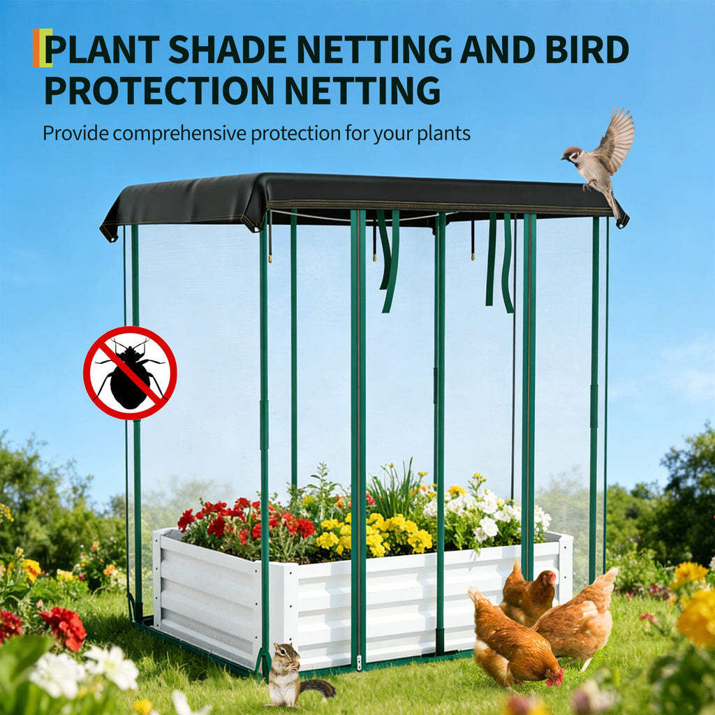 Garvee High-Quality Steel Rectangular Planting Bed with Insect-Proof Net, Integrated Garden Irrigation System, Raised Garden Bed for Vegetables and Flowers