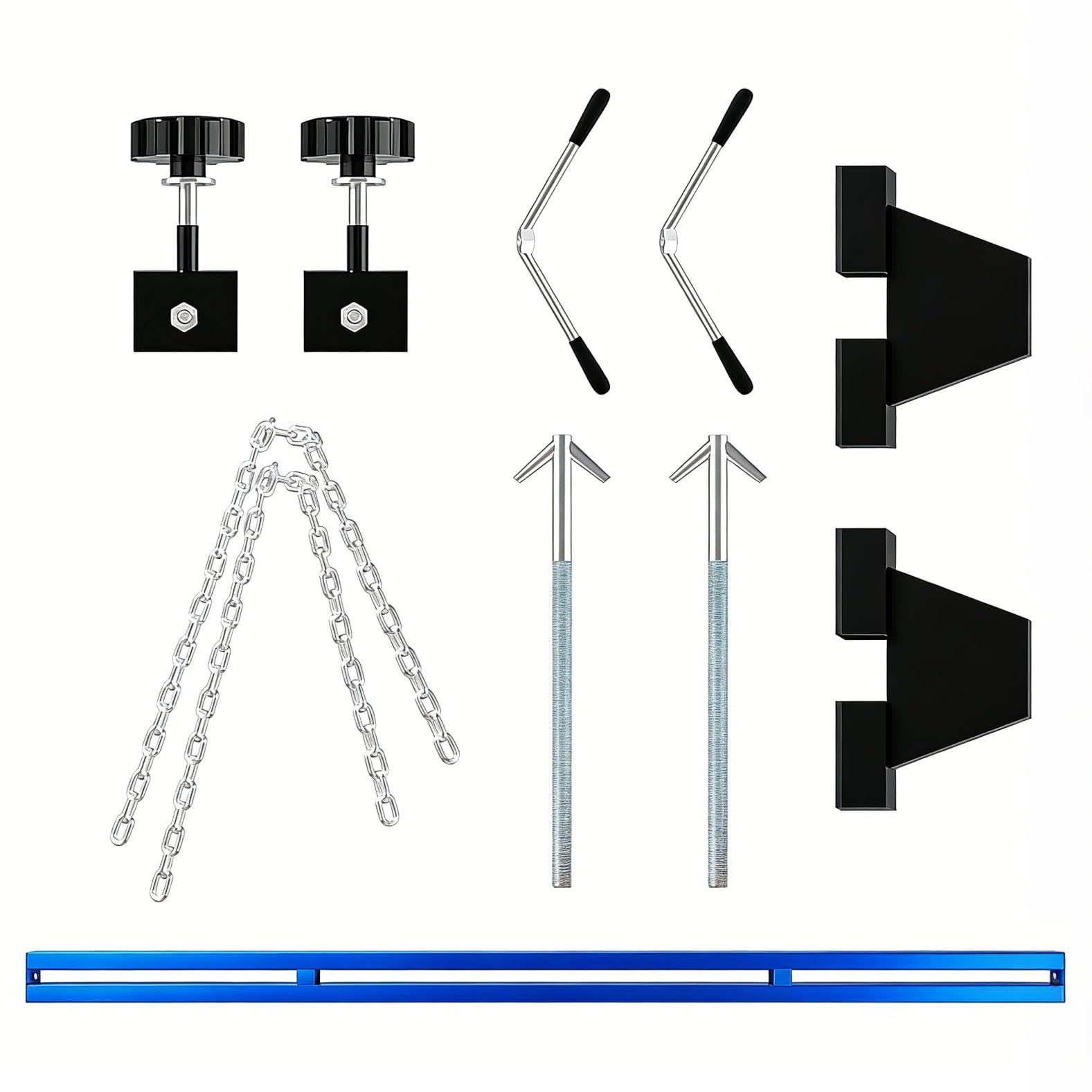 Garvee Engine Support Bar & Hoist – 1100 lbs Dual Hook Transverse Lift, Heavy Duty Holder with 1.5m Load Distributor, Blue, Pair of Gloves – For Car Repair, Garage & Auto Workshop – Variant: Blue | 1.5m load distributor | a pair of gloves