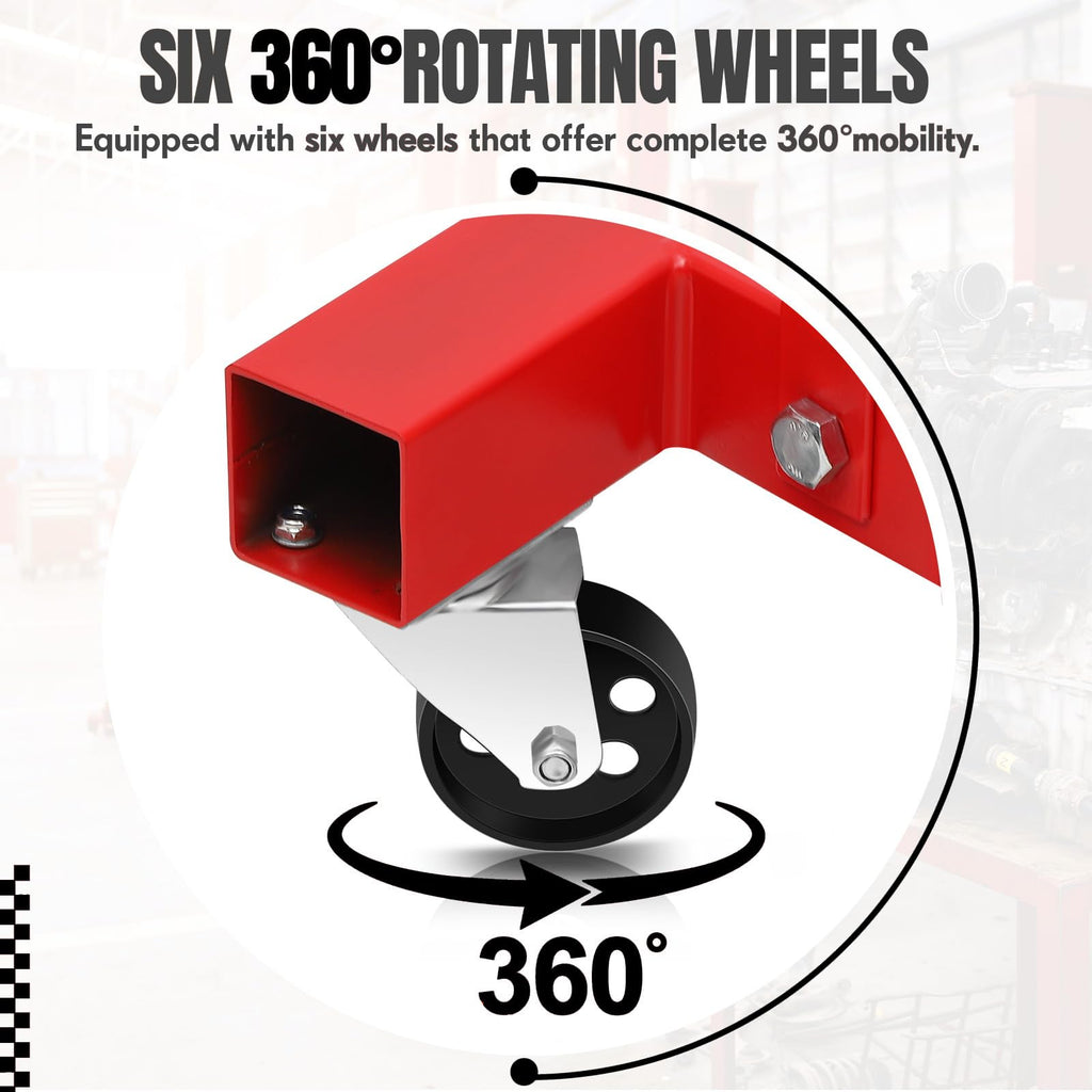 Garvee Heavy Duty 2 Ton Hydraulic Folding Engine Hoist Cherry Picker - Telescopic Boom - 6 Swivel Casters - Engine Lift for Workshop, Warehouse, Auto Repair - Red | Packaged version
