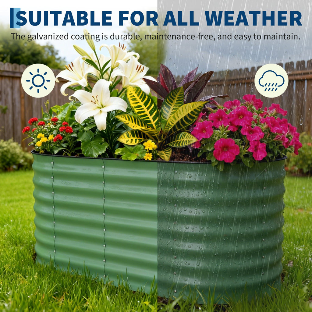 Garvee 4' X 2' X 2' Galvanized Raised Garden Bed, Oval Metal Planter Box for Vegetables, Flowers & Herbs, Open Base Drainage, Rust-Resistant, Easy Assembly