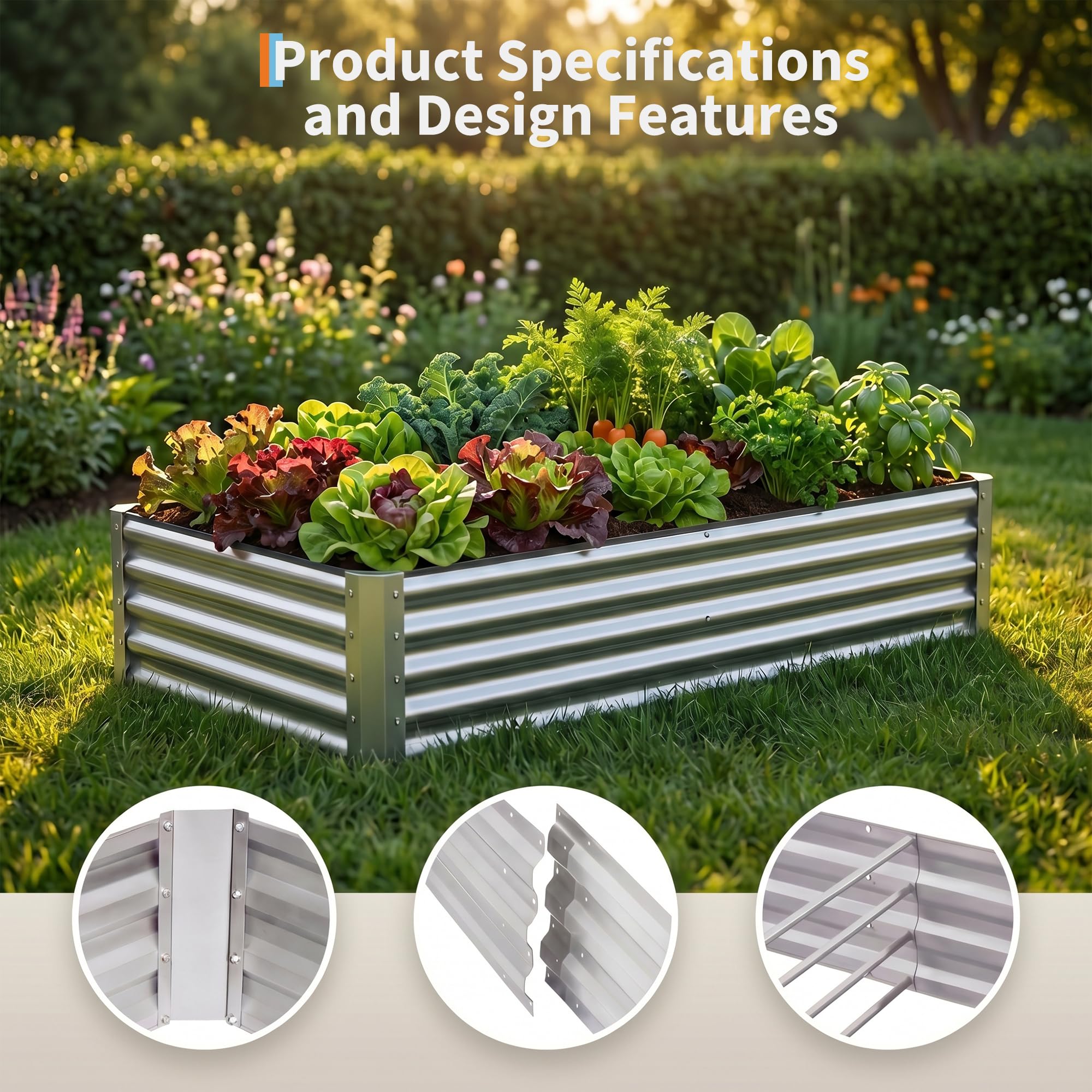 Garvee 2 Pack Tall 4 x 2 Ft Galvanized Steel Raised Garden Bed, Outdoor Above Ground Planter Box for Vegetables and Flowers, Metal Raised Bed for Gardening