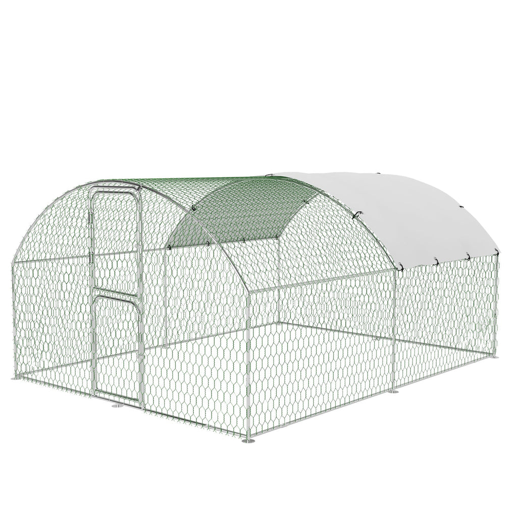 Garvee Heavy Duty Large Metal Chicken Coop - Walk-In Poultry Cage with Dome Roof, Secure Lock, Double Doors, Waterproof & UV-Resistant Cover - Outdoor Hen House, Size: 9.8' W x 13.1' D x 6.6' H