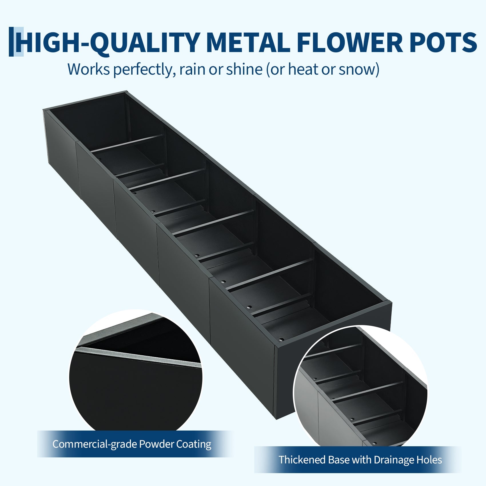 Garvee 68" x 12" x 18" Raised Garden Bed with Base, Modern Black Steel Planter Box, Bottomless Design for Drainage, Removable Dividers, Weather-Resistant Outdoor Garden Bed, Easy Assembly