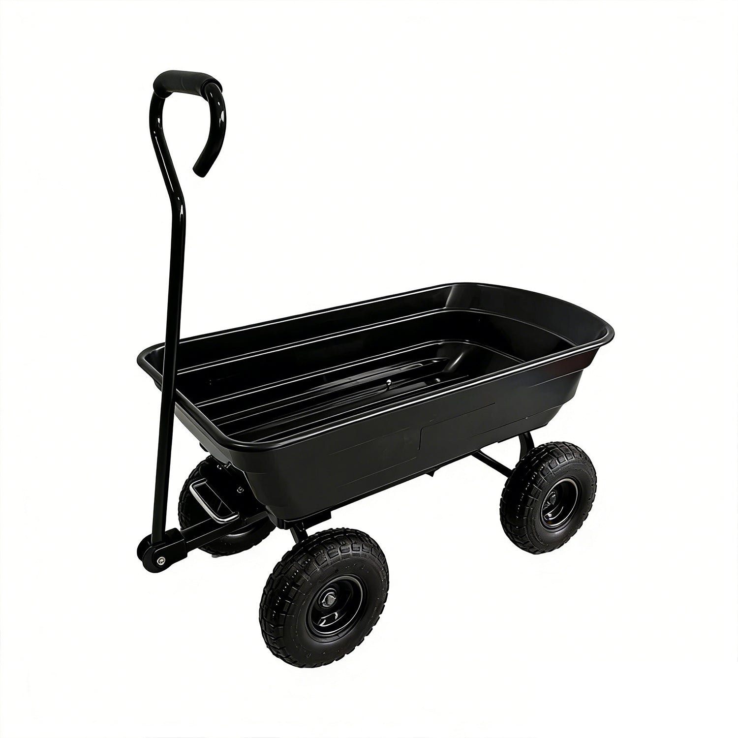 Garvee 600 Lbs Garden Dump Cart, Heavy Duty Outdoor Wagon with Quick Release & 10" Flat-Free Wheels for Yard, Soil & Tools – Black