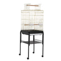 Garvee Large Open-Top Bird Cage with Rolling Stand – Removable Tray, Extra Storage, Breakable Casters, Indoor/Outdoor Use – Black Frame Gold Cage Body, Model 1038+10#