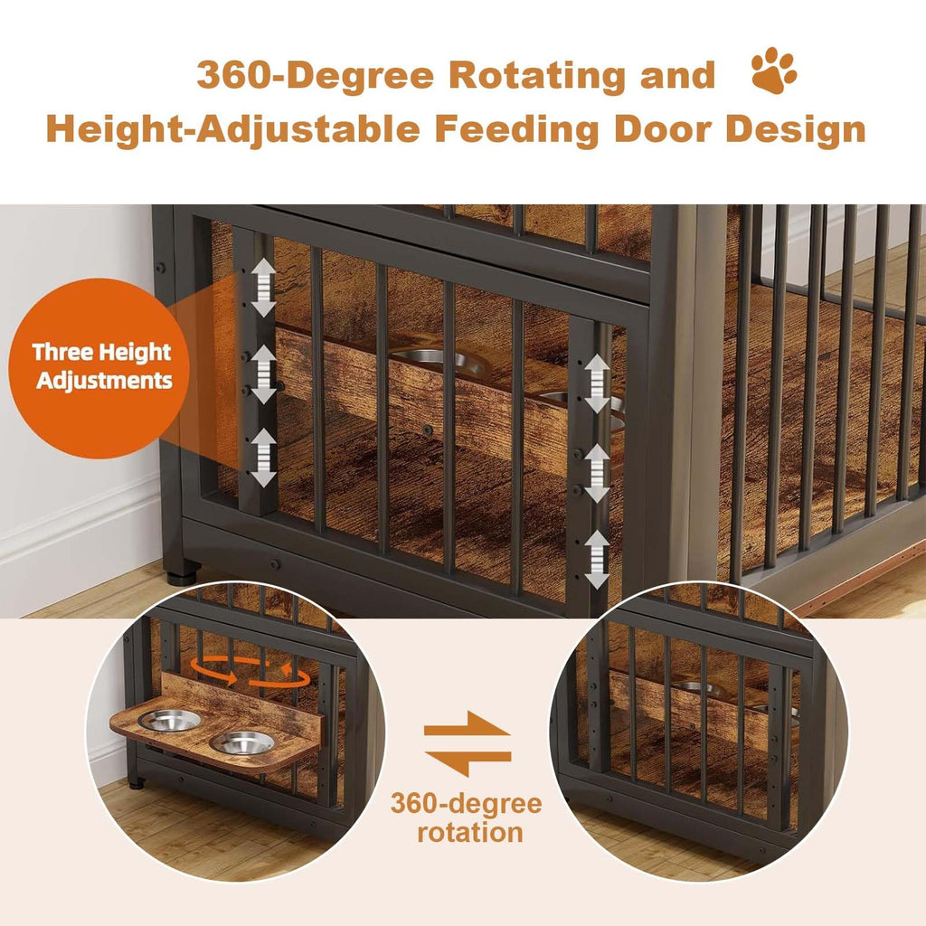 Garvee 48 Inch Dog Crate Furniture, Chew-Resistant Wooden Dog Cage Indoor with Doors, Dog House Side End Table, Heavy Duty Indoor Kennel for Medium/Large Dogs