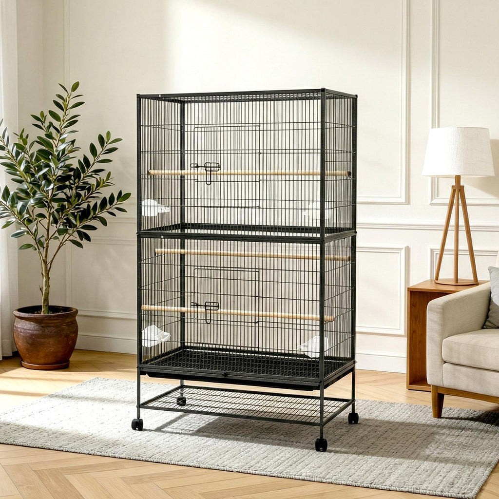 Garvee 61 Inch Large Bird Cage, Bird Cage with Rolling Storage Stands, Feed Bowls, Wide Tall Parakeet Cage for Macaw, Parakeets, Parrot, Conures, Cockatiel, Cockatoo
