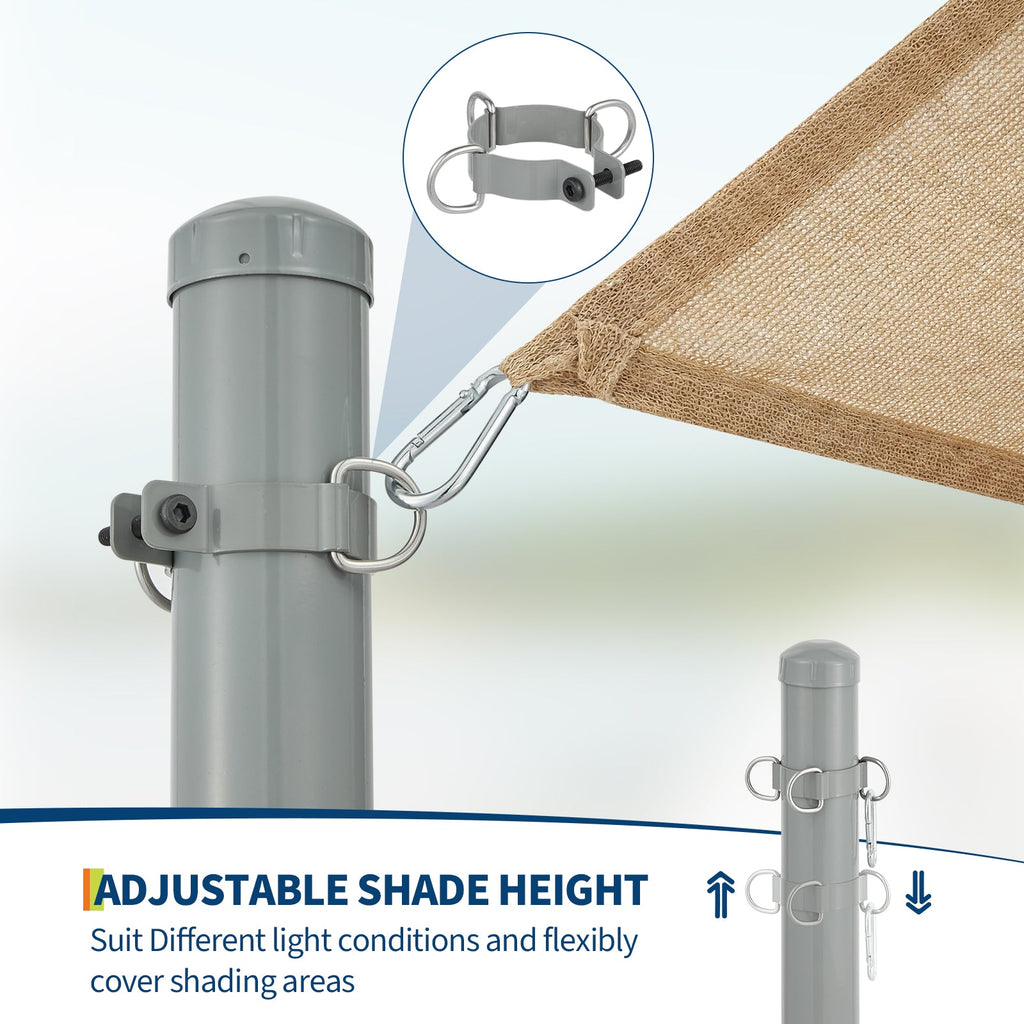 Garvee 2 Pack 10FT Shade Sail Poles with Twist-In Ground Anchors & D-Clamps, Heavy-Duty Outdoor Sun Shade Support Posts for Patio, Backyard, Gray