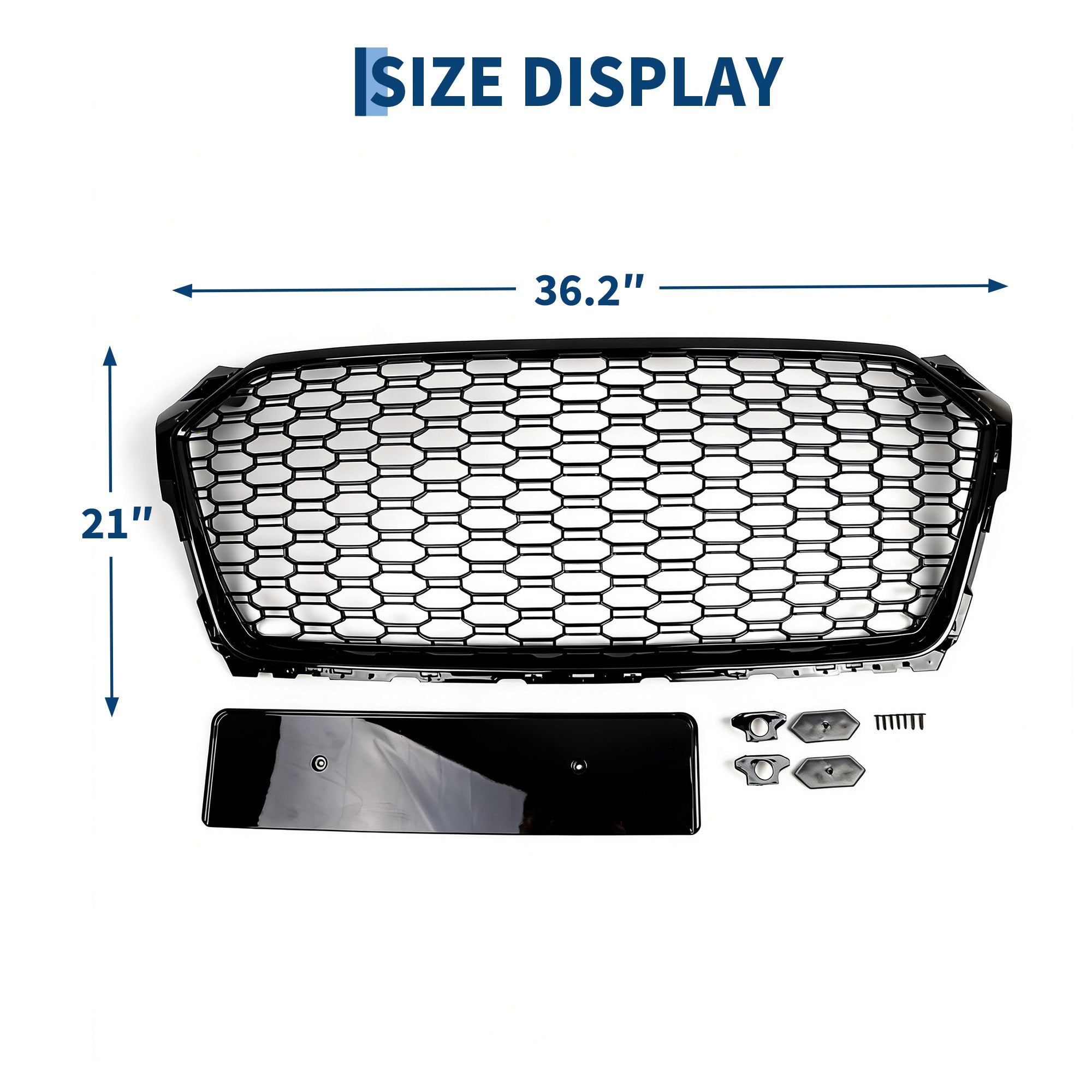 Garvee Gloss Black Honeycomb Front Grille for Audi A1 2016-2018 USA Model – ABS Bumper Protector – Distinctive Single Frame – No Logo – Durable Exterior Car Accessory – Bright Black