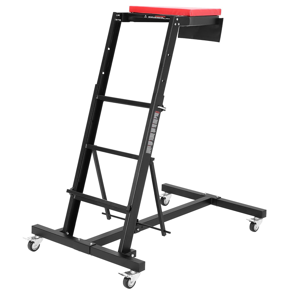 Garvee Automotive Engine Creeper - Heavy-Duty Foldable Steel Frame with Adjustable Height (45.7"-66.3"), Padded Deck, 6 Wheels, and 400 lbs Capacity for Auto Repair, Black, Vertical Base
