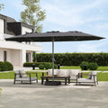 Garvee 9' × 15' Rectangular Patio Umbrella with Base, 98% UV-Blocking Oxford Canopy, 12-Rib Metal Frame, Gray
