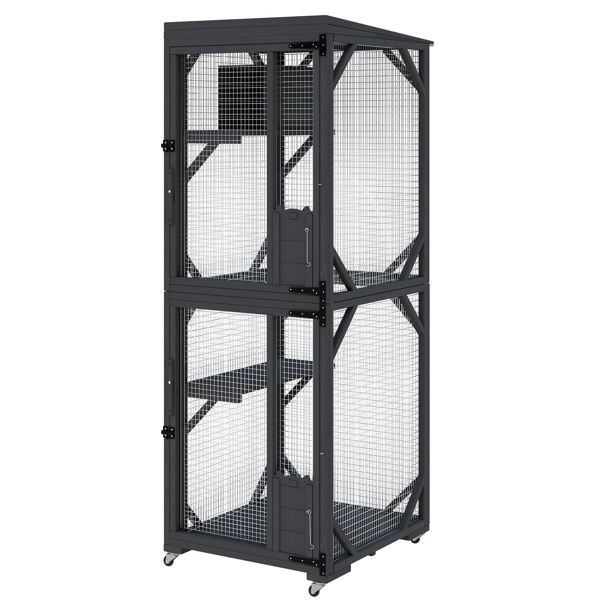 Garvee Outdoor Cats House with 4 Wheels, Walk-in Cat Cage, Catio Outdoor Enclosure Extra Large