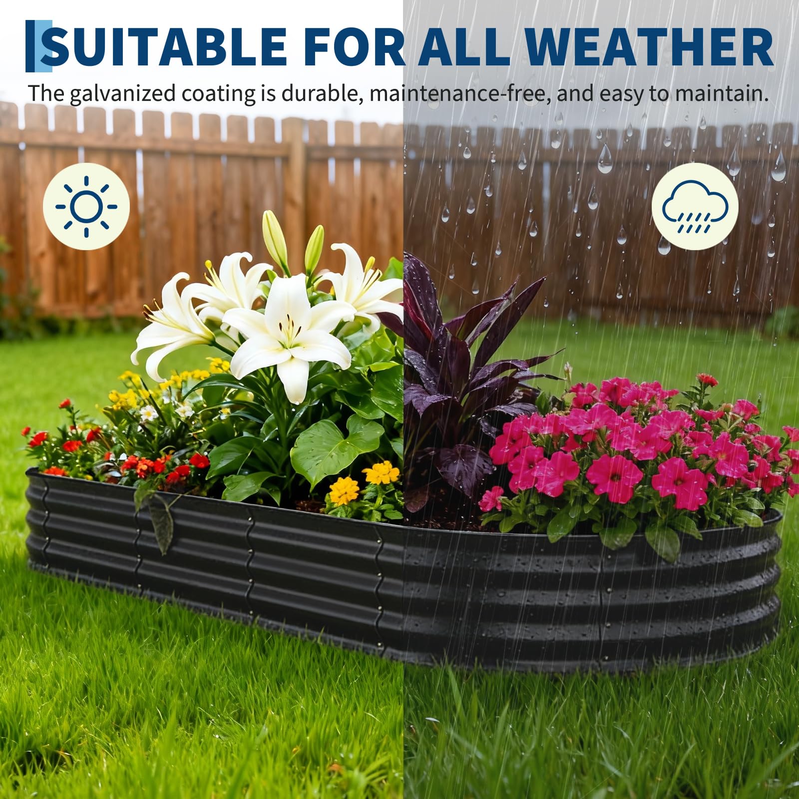 Garvee 8' X 4' X 1' Raised Garden Bed, Galvanized Metal Planter for Vegetables & Herbs, Open Bottom, Rust-Resistant & Easy Setup