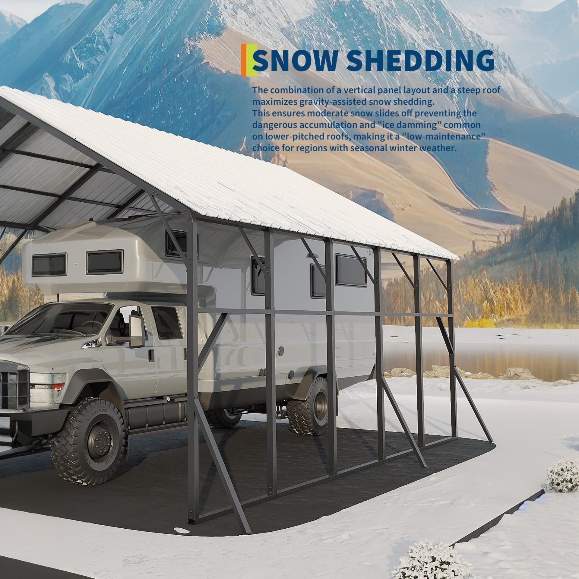 Garvee Metal Carport 20×25 ft, 173" High-Clearance 120° Vertical Roof, 19-Gauge Steel Frame for 2 Cars RV Tractor Shelter