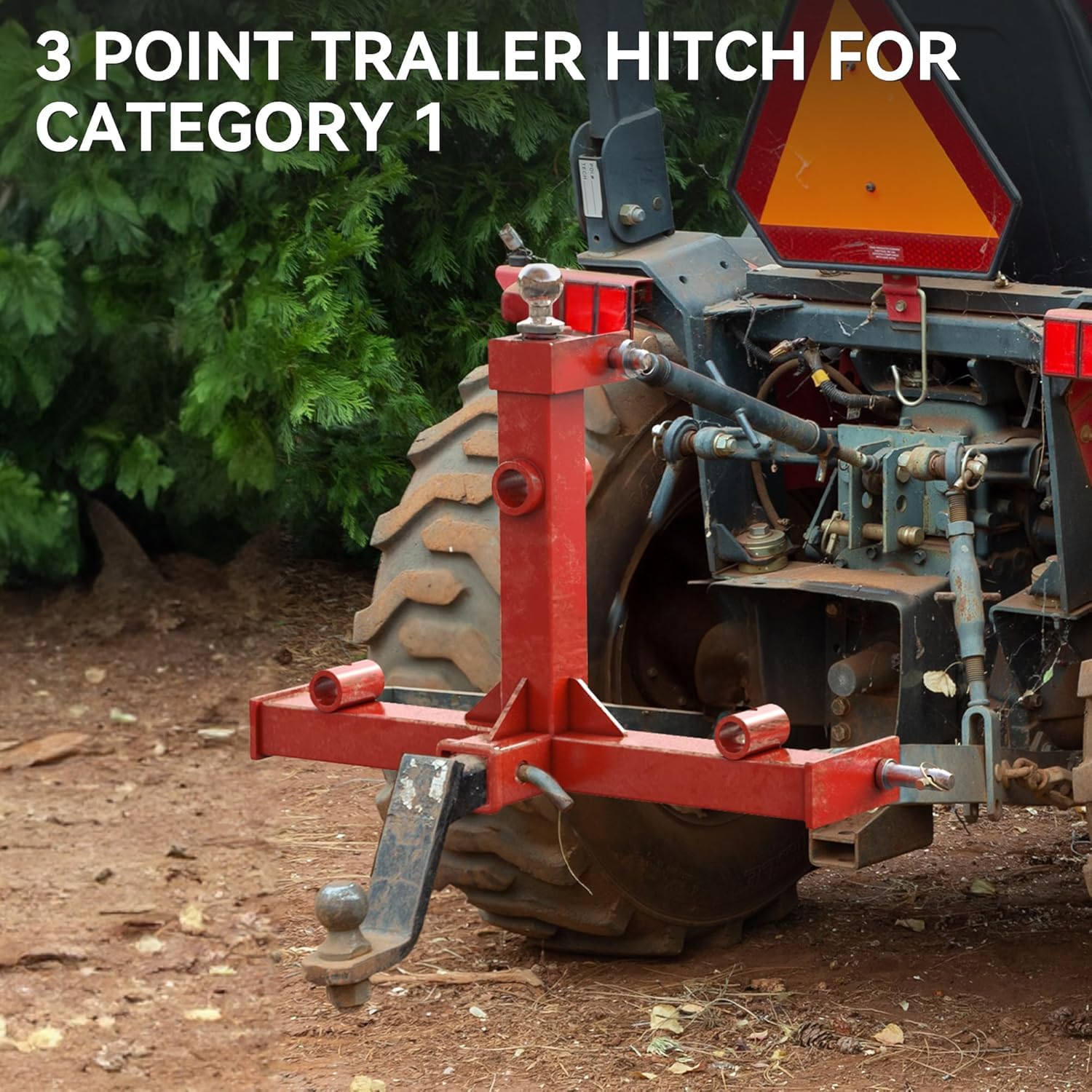 Garvee 3-Point Gooseneck Tractor Hitch, Category 1 Quick Hitch with 2" Receiver, Ball Drawbar for Farm Towing