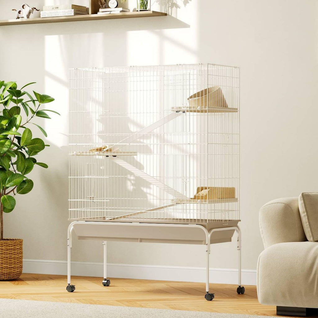 Garvee Ferret Cage, 55"h Large  Cage with 3 Removable Ramps.Food Bowl. Water Bottle. Metal Small Animal Cages on Wheels for Chinchillas. Guinea Pigs. Rabbit. Sugar