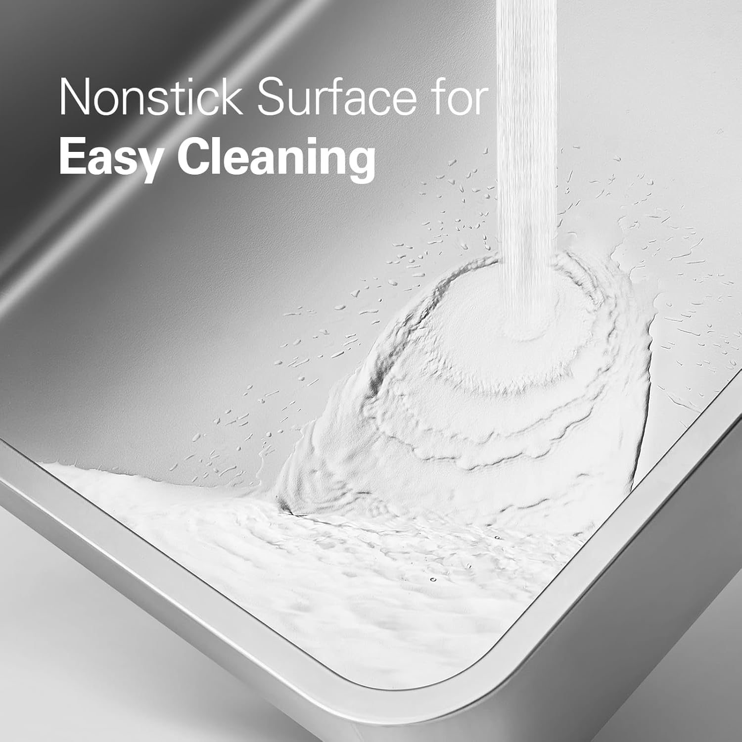 Garvee Non-Stick Stainless Steel Litter Box, Side Opening Splash-Proof & Leak-Proof Large Metal Cat Litter Box with Scoop, Easy-Clean & Durable, 6" Deep White