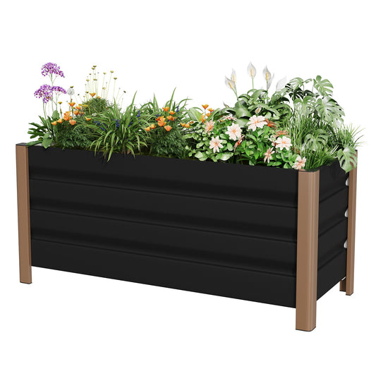 Garvee 3.3' × 1.3' × 1.5' Aluminum Raised Garden Bed, Deep Planter Box with Drainage Holes, Gray