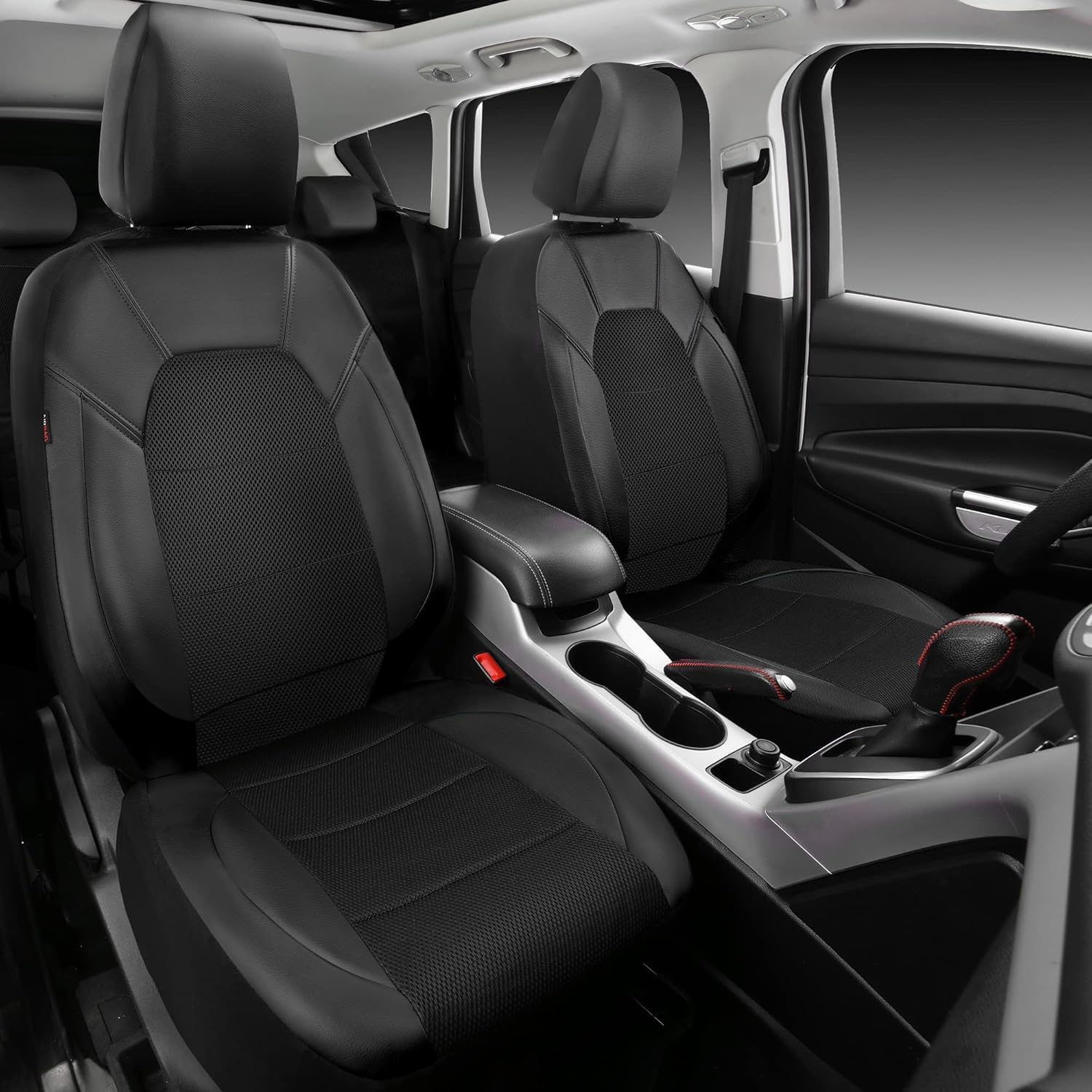 Garvee Global 9-Piece PU Leather Car Seat Cover Set – Full Protection, Waterproof, Breathable, Non-Slip, Safety Cushion Compatible, Easy Installation – Fits Cars, SUVs, Skate Shoes, Motorhomes, Includes Headrest Covers – Black