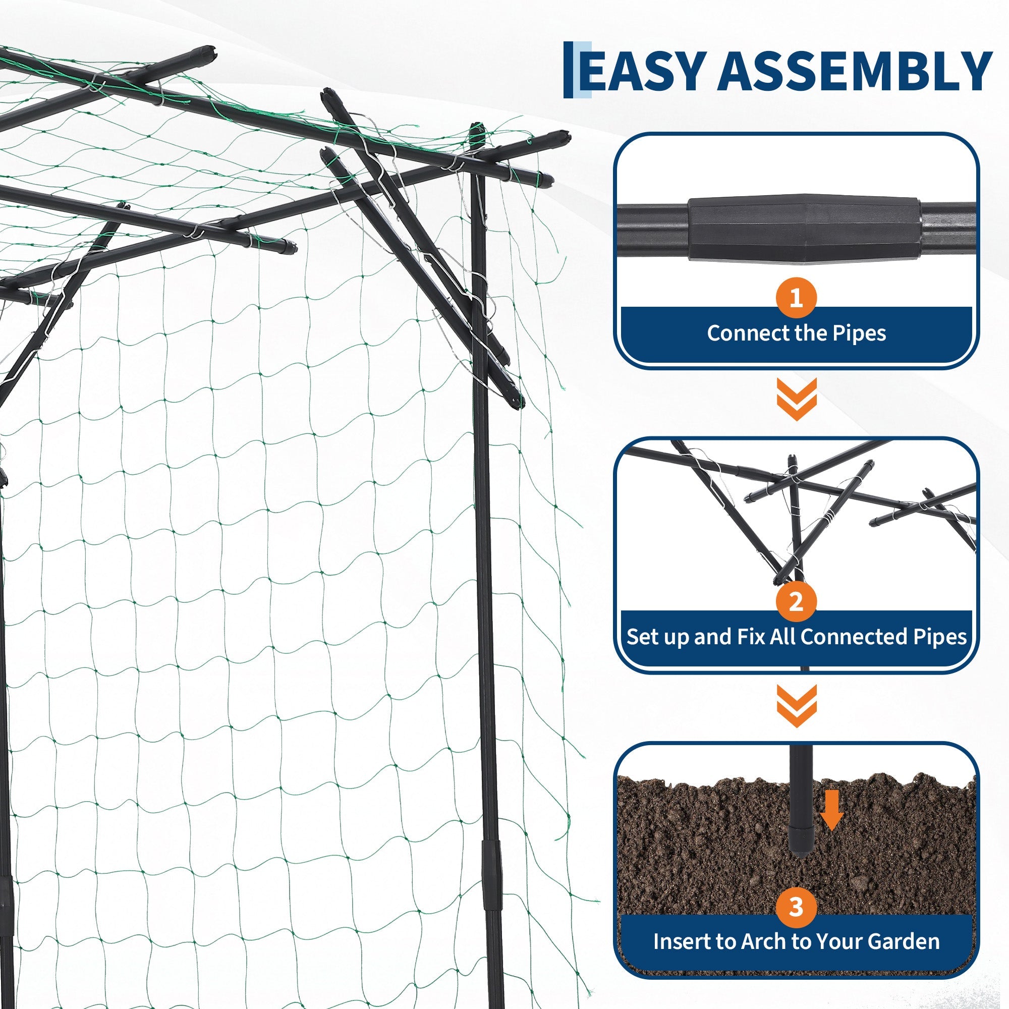 Garvee Garden Arch Trellis, 78"x78"x78" Galvanized Steel Metal Arbor with UV-Resistant PE Coating for Roses, Grapes, Cucumbers, Wedding & Patio Decor