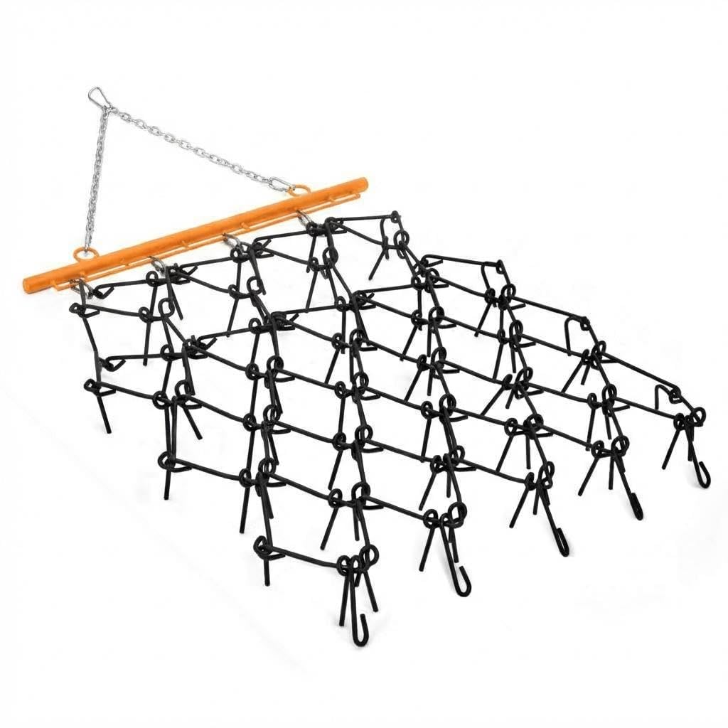Garvee Heavy Duty 4 ft x 5.6 ft Chain Drag Harrow 3/8" Tines Compatible with Tractors ATV UTV Lawn Tractor Attachments for Leveling, Grading, Breaking Up Soil, Garden Towing, Field, Yard, Farm