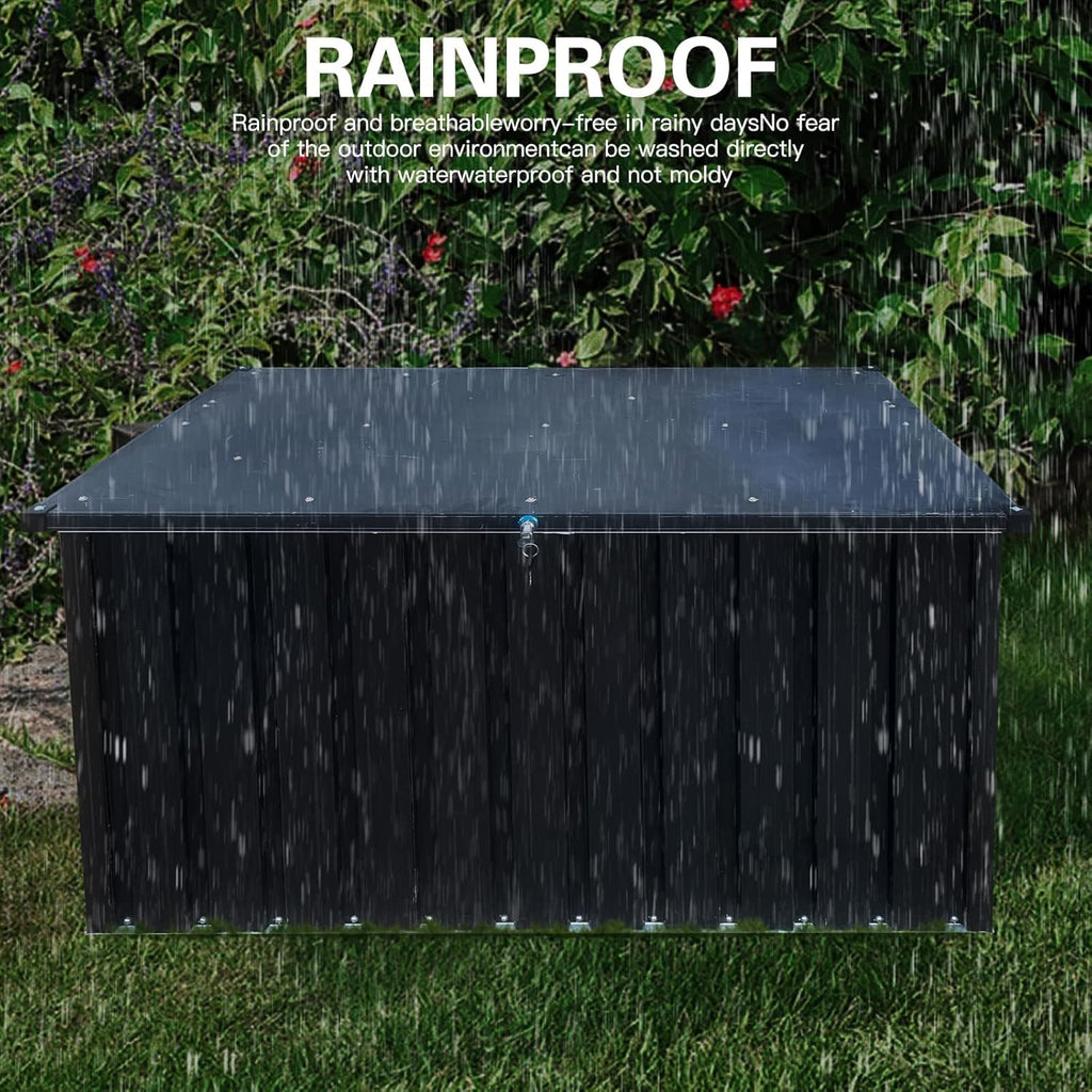 Garvee 230 Gallon Metal Outdoor Storage Box, Waterproof UV-Resistant Deck Box with Lockable Lid for Patio Cushions, Pool Supplies & Garden Tools