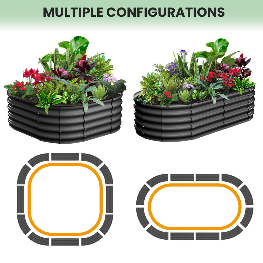 Garvee Galvanized Raised Garden Bed 8x2x1FT Rust-Resistant Durable Steel Open Bottom Design Metal Planter Box for Vegetables Flowers Outdoor Gardening