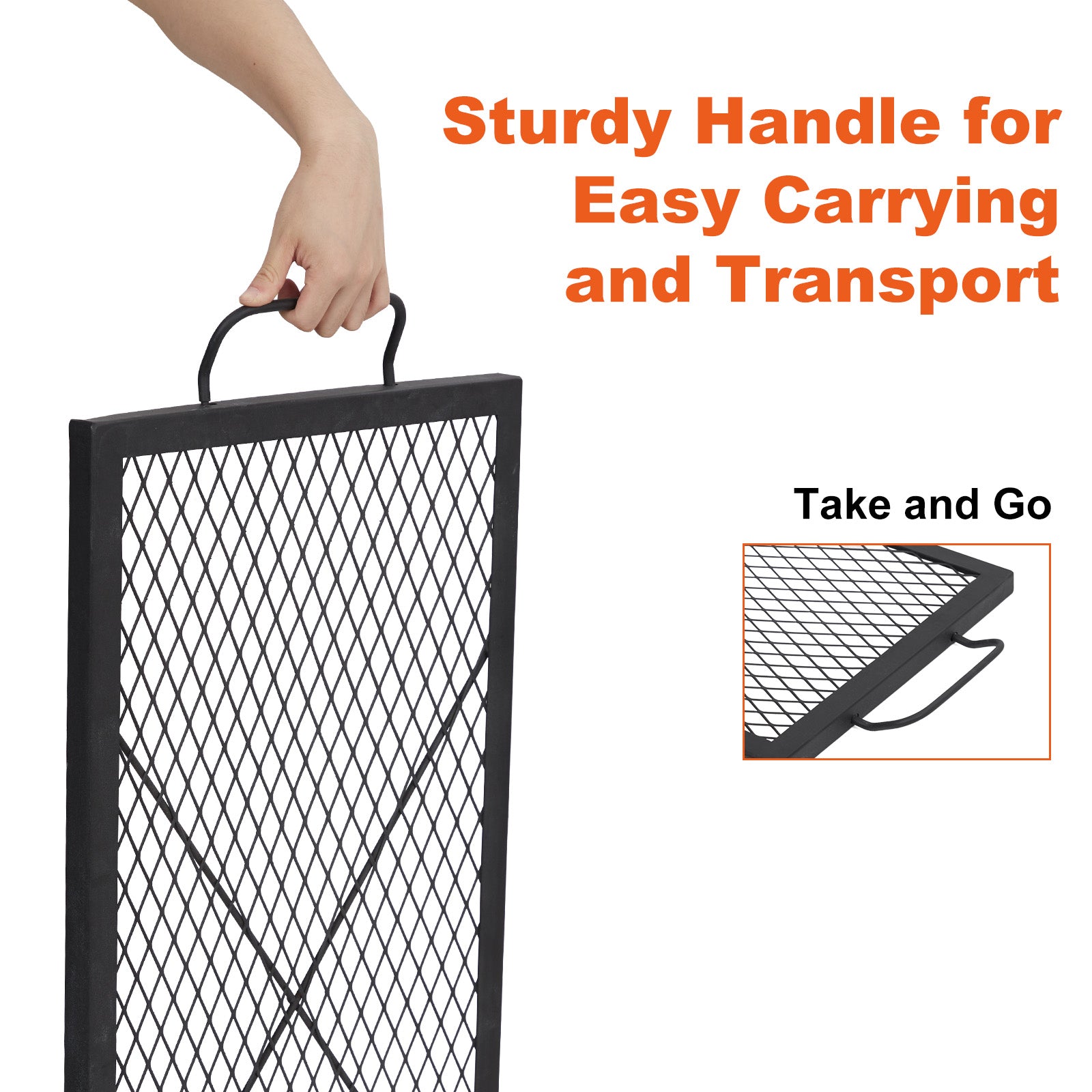 Garvee 32" x 15" Rectangular Fire Pit Grill Grate - Heavy Duty Steel Campfire Cooking Grid with Handles, X-Marks Mesh for Even Heat, Portable BBQ Grate for Outdoor Fire Pit, Park & Camping