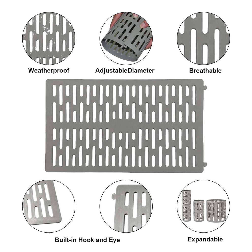 Garvee Tree Trunk Guards for Saplings and Lawns, 10-Pack Expandable Mesh Wraps, 34 × 20 cm Weatherproof Reusable Protectors, Gray