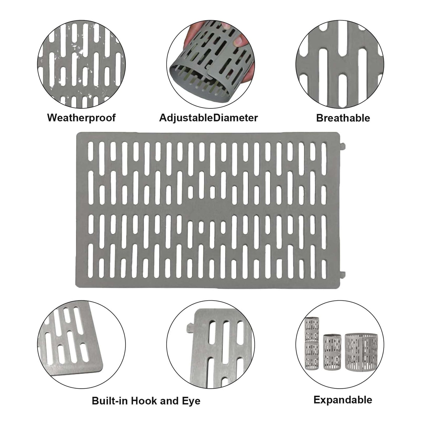 Garvee Tree Trunk Guards for Saplings and Lawns, 10-Pack Expandable Mesh Wraps, 34 × 20 cm Weatherproof Reusable Protectors, Gray