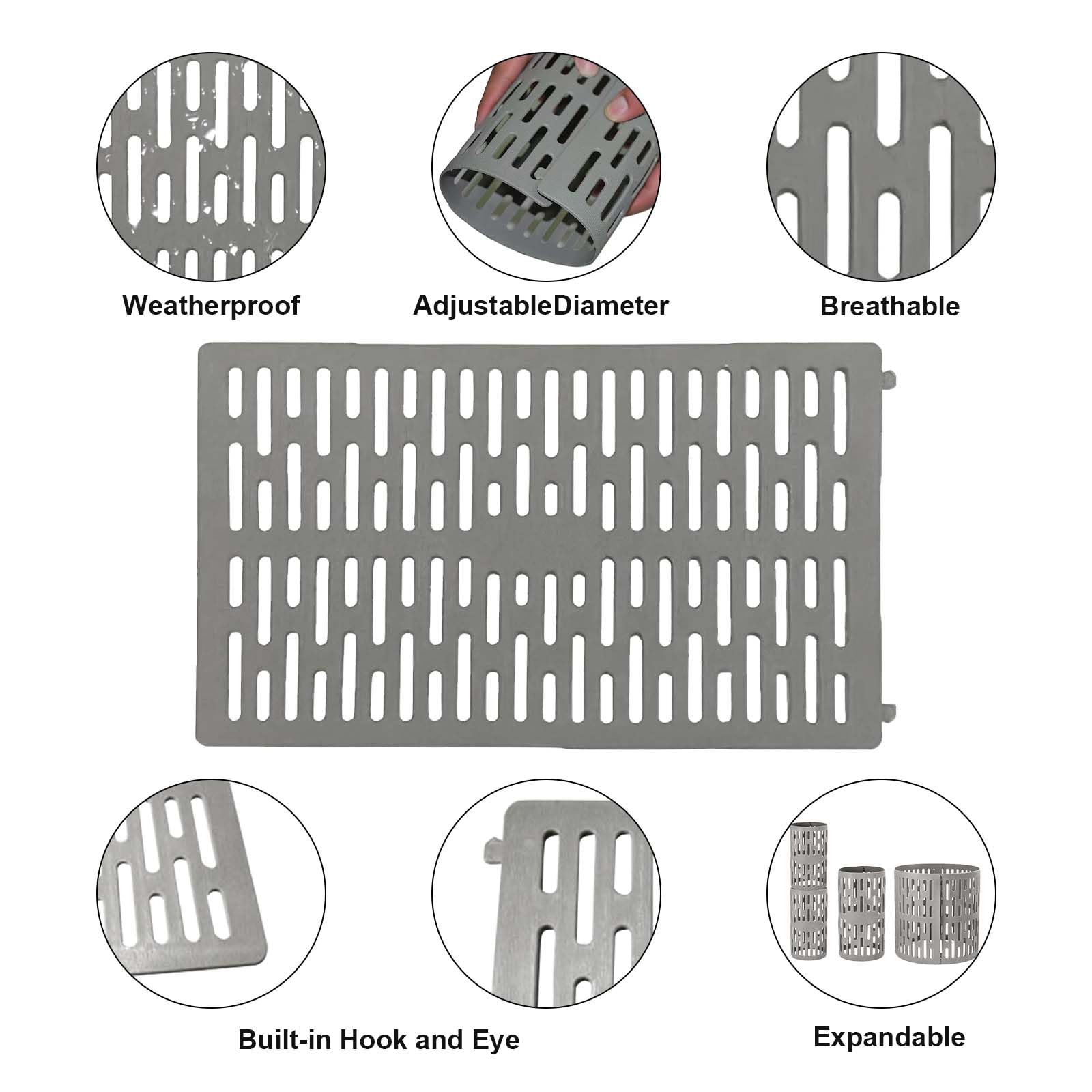 Garvee Tree Trunk Guards for Saplings and Lawns, 10-Pack Expandable Mesh Wraps, 34 × 20 cm Weatherproof Reusable Protectors, Gray